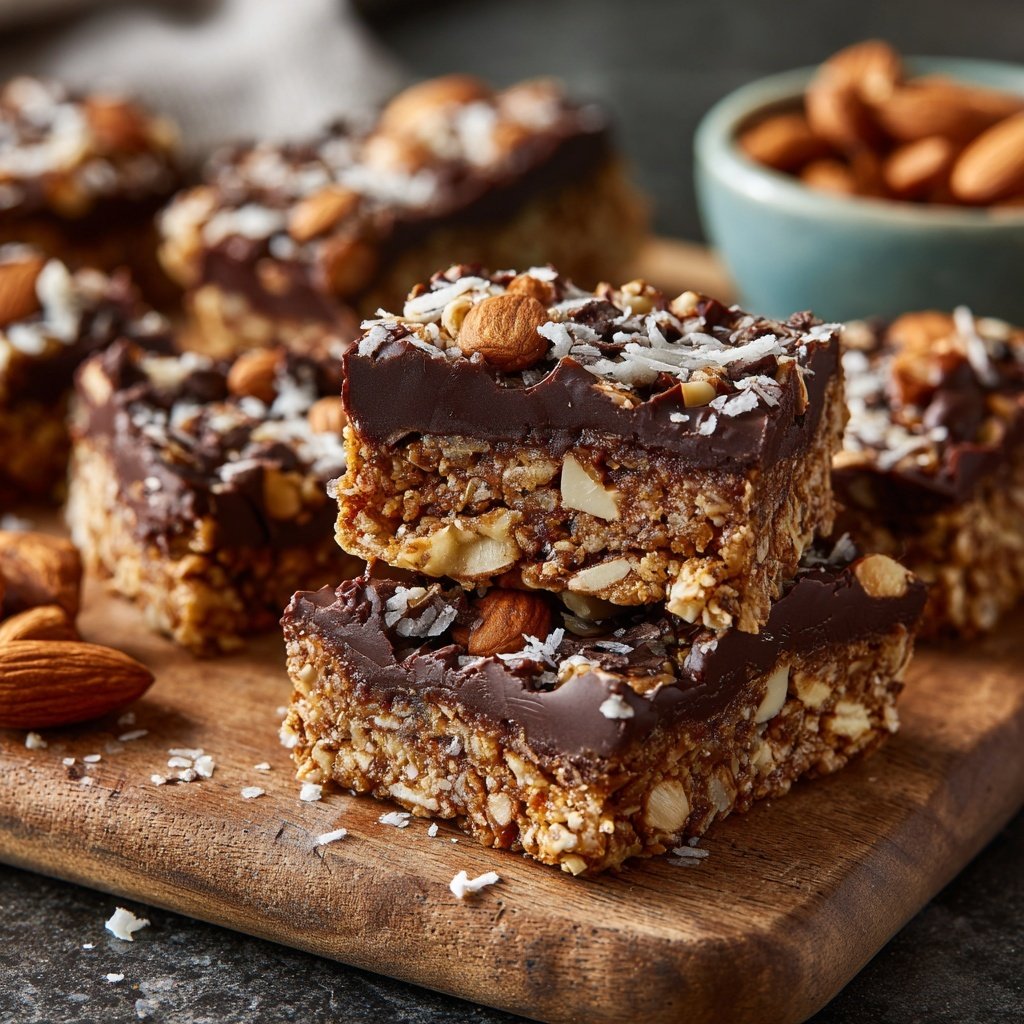 Chocolate Almond Coconut Energy Squares