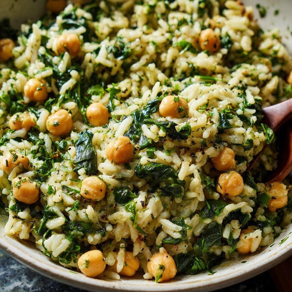 Creamy Spinach Chickpea Rice