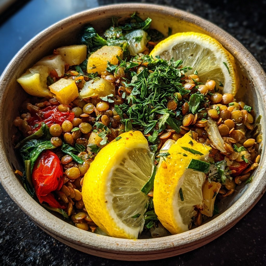 Healthy Lunch Lemon Lentil Bowl