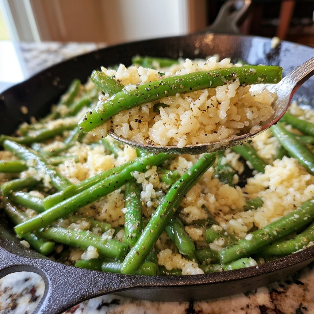 Garlic Butter Green Bean Rice Skillet