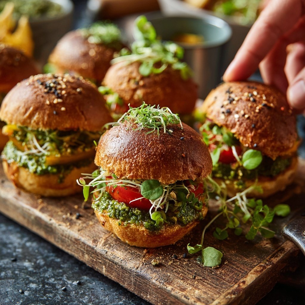 Veggie Sliders with Pesto Spread